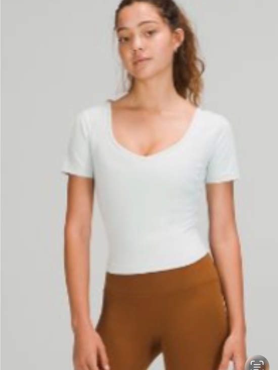lululemon athletica Tops - lululemon athletica baby blue Scoop Neck fitted Crop Tee